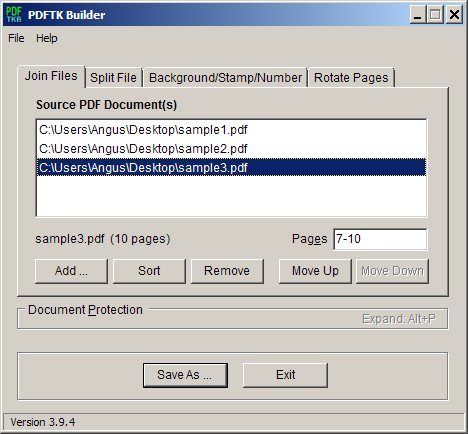 PDFTK Builder Screenshot